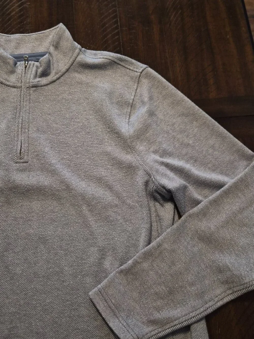 J Crew Pullover Mens Authentic Fleece Quarter Zip Blue Sweatshirt Large G333